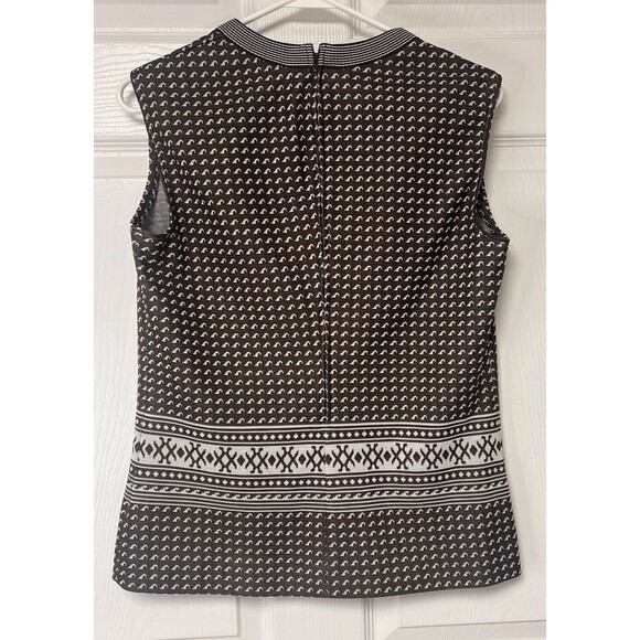 Vintage 70s Fair Isle Brown White Women's Sleeveless Top Medium Unbranded - Picture 2 of 6